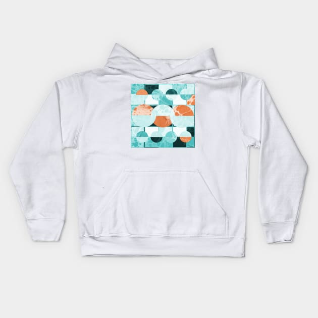 Abstract Mid Century Circles Pattern in Marbled Paper: Hot and Cold Kids Hoodie by MarbleCloud